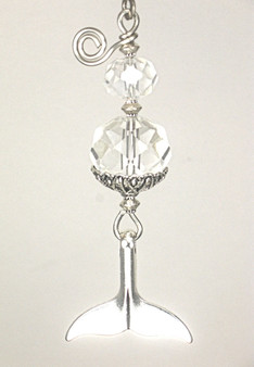 Silvery Mermaid Tail and Faceted Clear Glass Ceiling Fan Pull Chain
