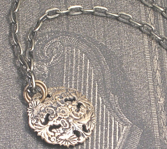 Burnished brass antiqued filigree dome necklace