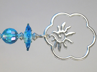 Blue glass sun ceiling fan pull chain 