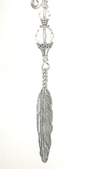 Silver feather crystal glass ceiling fan pull