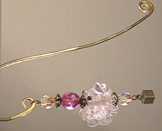 Pink Glass Blow Fish Bookmark