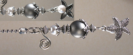 Silvery Starfish with Pearl Light / Fan Pull