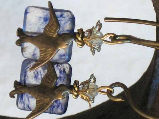 On Blueberry Hill Repousse Bird Earrings