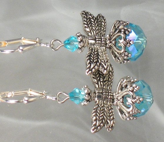 Turquoise and silver dragonfly earrings