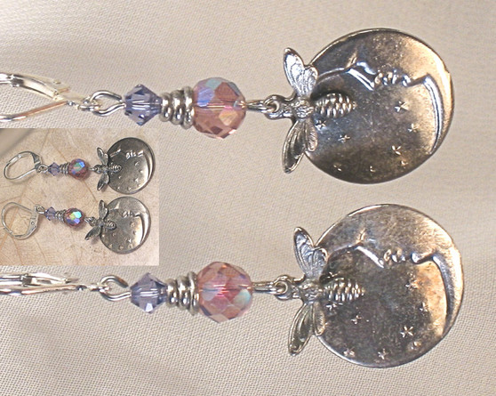 Bee and moon earrings