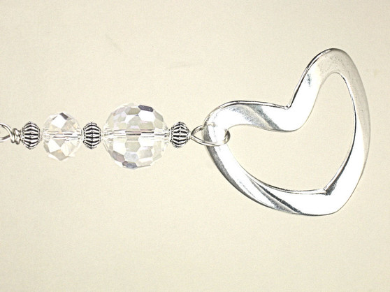 Silver Heart and Clear Glass Ceiling Fan Pull Chain