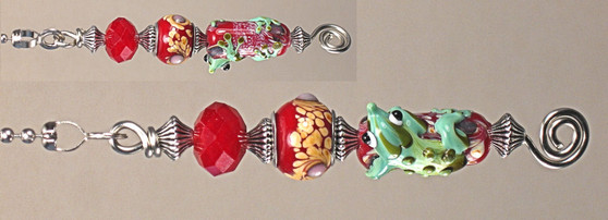 Green Lizard Red Glass Ceiling Fan Pull