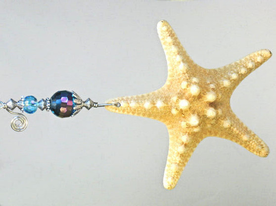 Natural Starfish and Turquoise Glass Fan Pull