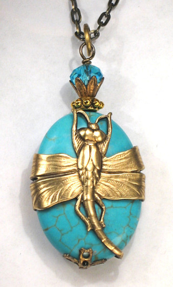 Dragonfly Against Turquoise Skyscape Pendant