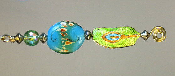 Blue green feather ceiling fan pull chain