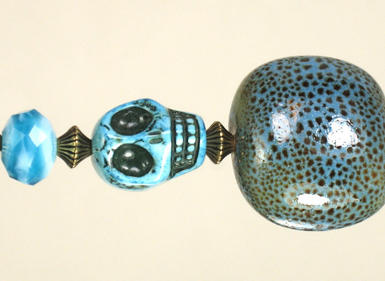 Turquoise Blue Skull Ceiling Fan Pull