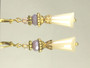 Cream Champagne and Lavender Fluted Faceted Glass Earrings