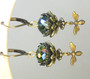 Queen Bee Deep Olive Green Filigree Earrings