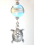 Soft Powder Blue Glass & Silvery Turtle Ceiling Fan Pull