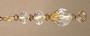 Clear faceted glass brass ceiling fan pull