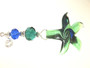 Blue, teal and green blown glass starfish fan pull