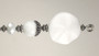 White Crystal-Flecked Stone and Faceted Milky Glass Ceiling Fan Pull Chain