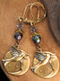 Hummingbird Over the Midnight Moon Antiqued Earrings