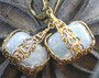 Soft Blue Semi-Precious Agate Filigree Earrings