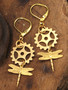 Steampunk gear and dragonfly earrings