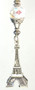 Silver Metal Eiffel Tower with Faux Rhinestone & Crystal Clear Glass Ceiling Fan Pull Chain