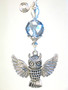 Twilight blue glass owl ceiling fan pull chain