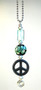 Peace Dude Black and Green Glass Rear View Mirror Car Charm Ornament 