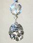 Silver Metal Buddha Face With Faceted Crystal Clear Glass Ceiling Fan Pull Chain 
