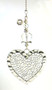 Extra Large Silver Hammered Lace Heart with Crystal Clear Glass Ceiling Fan Pull Chain 