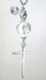 Rear View Mirror Car Accessory Ornament: Silvery Religious Christian Cross and Clear Crystal