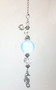 Small Silver Seahorse with Crystal Clear and Moonstone Glass Ceiling Fan Pull Chain