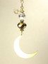 Brass Crescent Moon with Faceted Bronze Glass Ceiling Fan Pull