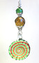 Green and Rootbeer Brown Fluted Spiral Medallion Lampwork Glass Ceiling Fan Pull Chain