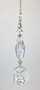 Exquisite Crystal Clear Faceted Glass Diamond Resting Inside a Silvery Cage Ceiling Fan Pull