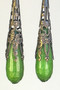 Elongated Jade Green Faceted Agate Filigree Earrings