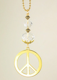 Golden Peace Symbol and Crystal Clear Glass Ornament