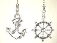 Two-Piece Ship's Helm Wheel and Anchor Ceiling Fan Pulls Set