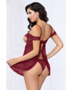 Lace & Mesh Open Cups Babydoll - Wine