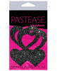 Pastease Glitter Adhesive Nipple Pasties: Peek-A-Boo Black Hearts