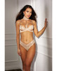 Beautiful Nude Stretch Lace Collared Peek Bra and Thong Set