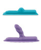 Purple silicone unicorn attachment for ride-on sex machine with textured stimulation design