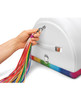 Rainbow tail flogger accessory attached to unicorn sex machine for sensory play