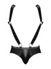 Male Power Black Wet Look Fetish Harness Brief