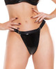 Shiny Black PVC Thong for Women