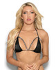 Black Micro Triangle Top With Rhinestone Straps - Escante