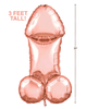 Glitterati Penis 3ft Mylar Balloon - Rose Gold