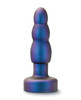 Blush Anal Adventures Matrix Space Age Kinetik Plug showing the iridescent silicone shaft and internal rotating metal bead mechanism.