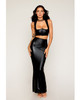 Dreamgirl Stretch Faux Leather Corset Bra & Maxi Skirt - Black