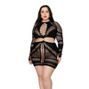 Queen Black Net & Opaque Long Sleeve Dress - Dreamgirl Lingerie