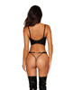 Black Faux Leather & Lace Embroidered Bustier Set